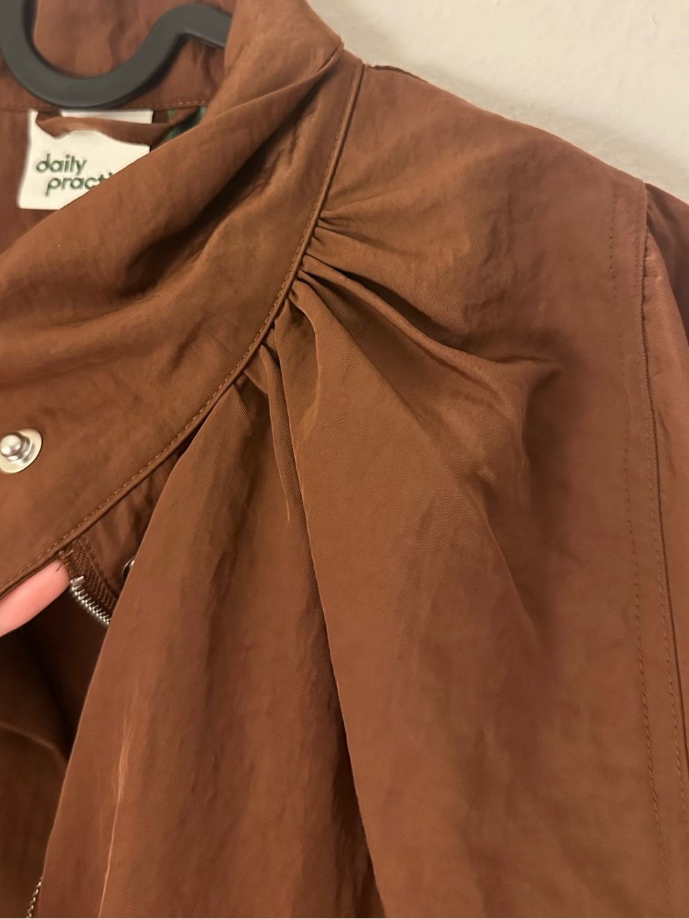 Anthropologie Daily Practice Funnel Neck Jacket - Brown/bronze M - Picture 7 of 9